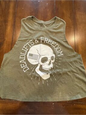 Combat Iron Apparel sz M green cropped racerback tank